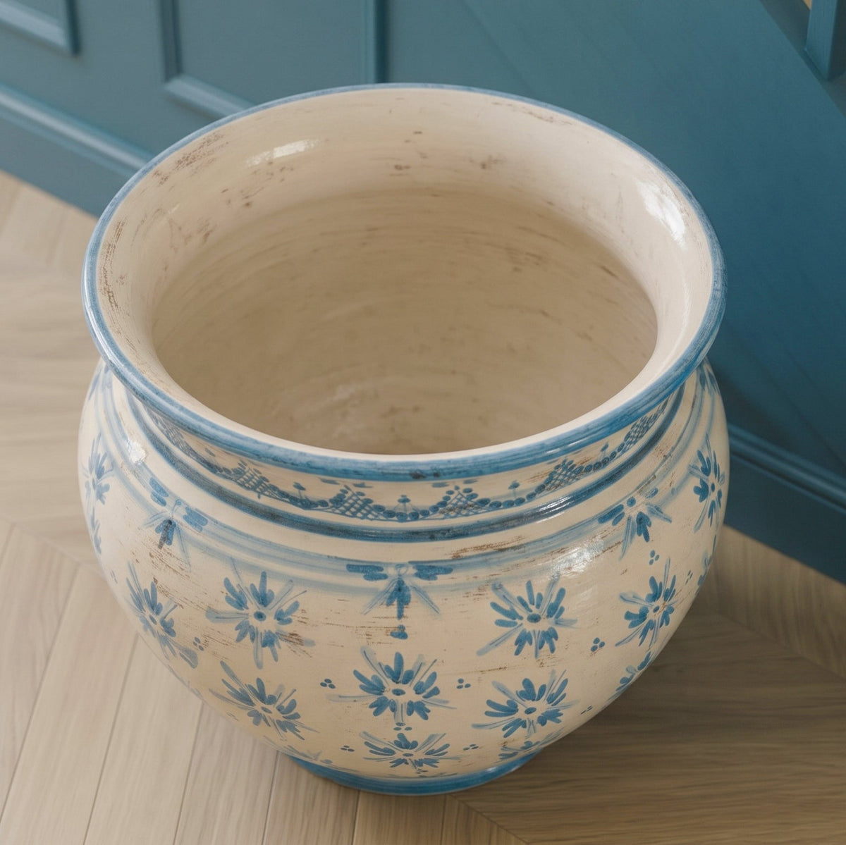 Cachepot in Ceramica di Caltagirone - Linea Stars, Mono Blu