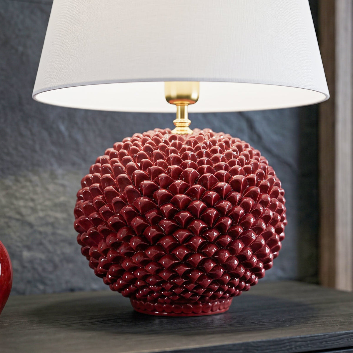 Lume Ornamentale in Ceramica di Caltagirone h 60 cm - Linea Bordeaux