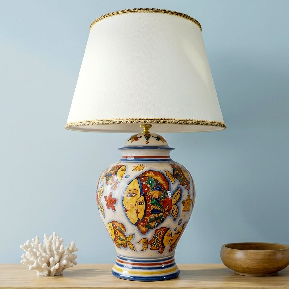 Lume Potiche in Ceramica di Caltagirone h 65/80 cm - Decoro Pesci