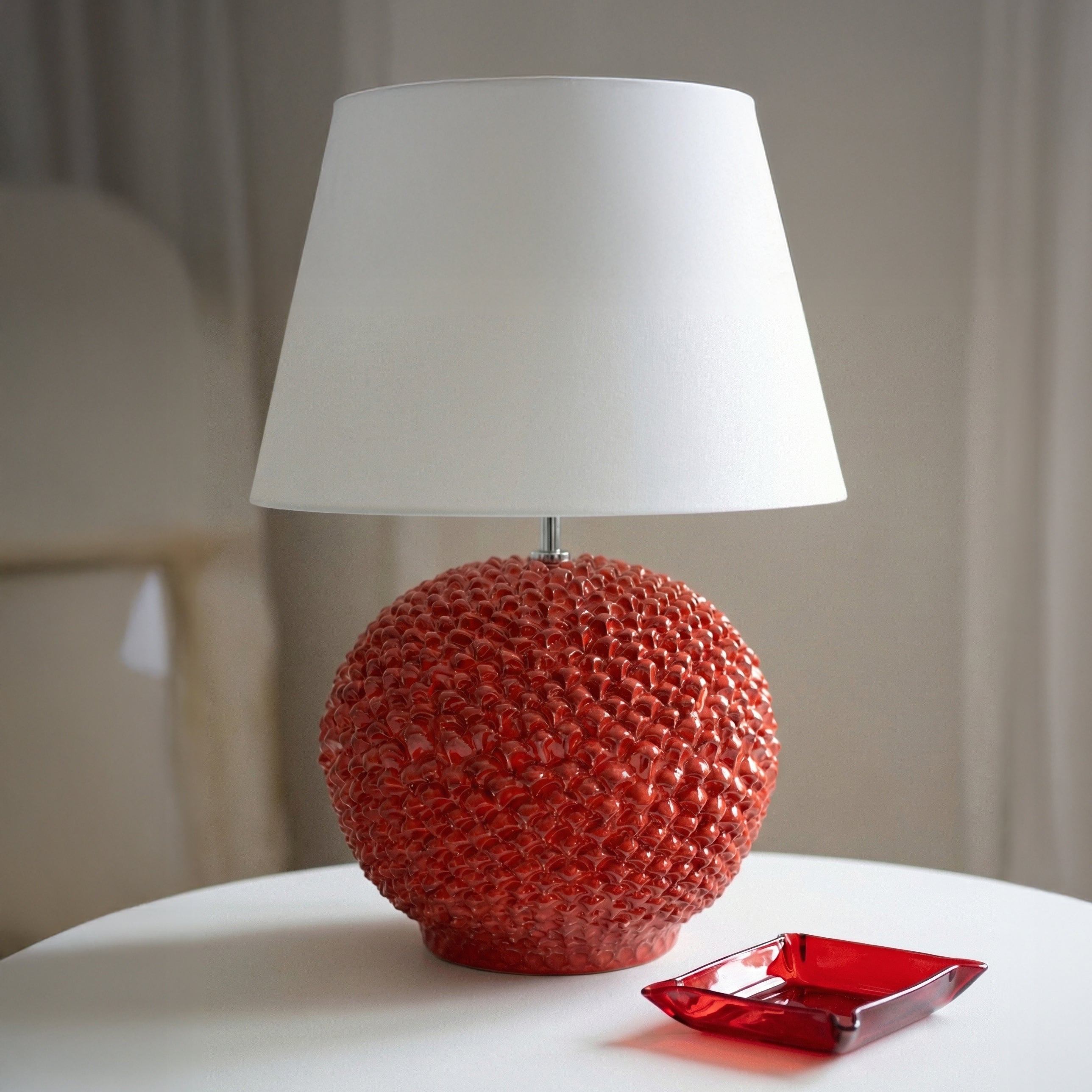 Lume a Palla Pigna, Rosso Fuoco. Ceramiche Sofia, Caltagirone