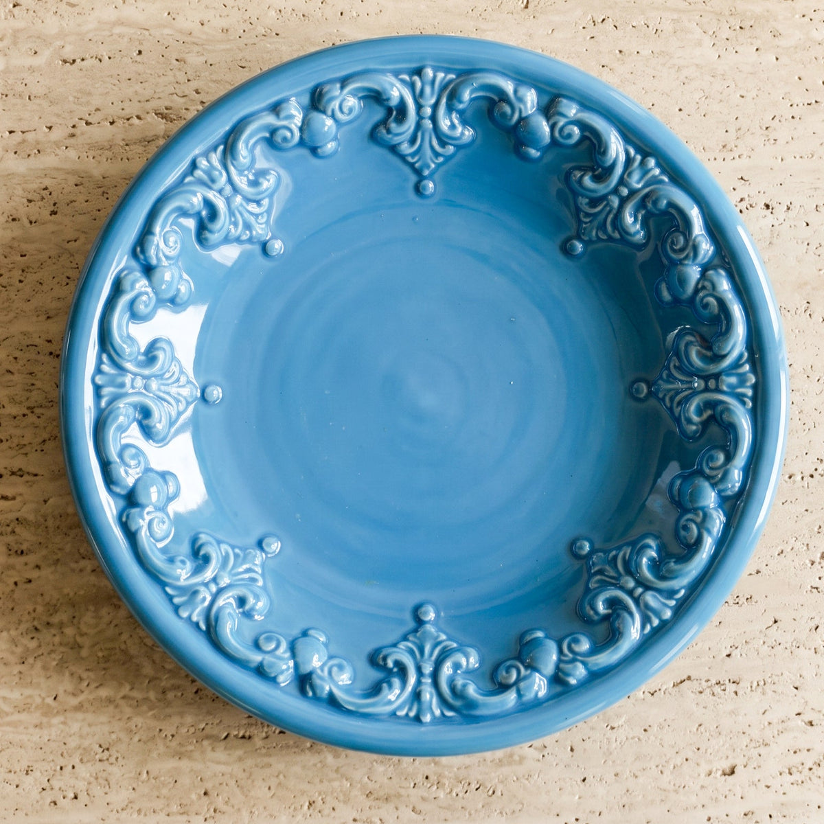 Piatto Svuota Tasche, Plastico Sofia, Turchese. Ceramica di Caltagirone