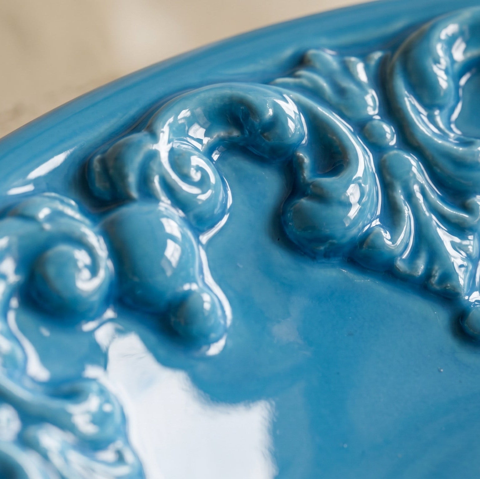 Piatto Svuota Tasche, Plastico Sofia, Turchese. Ceramica di Caltagirone