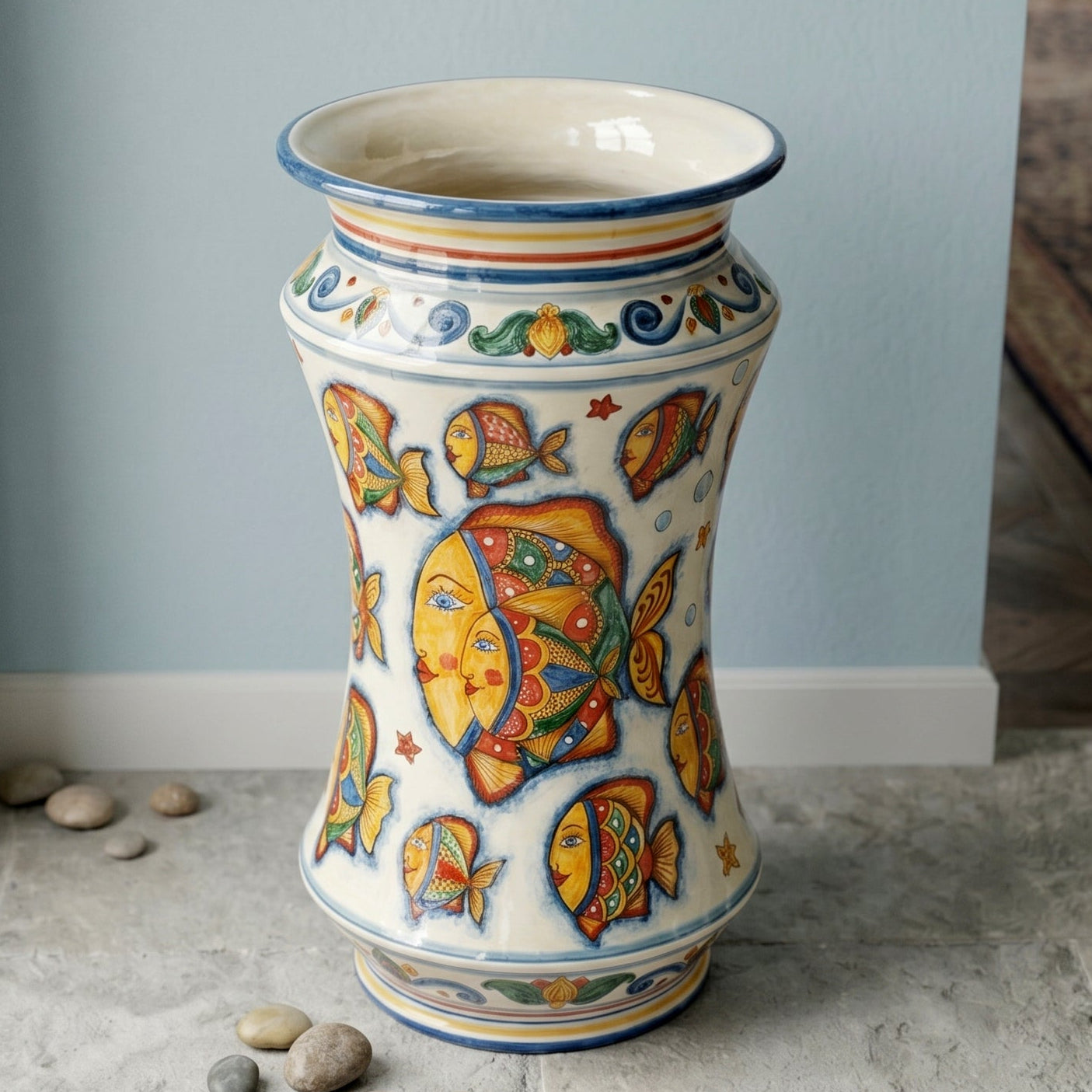 Portaombrelli Albarello, Decoro Pesci. Ceramica siciliana di Caltagirone, Sofia