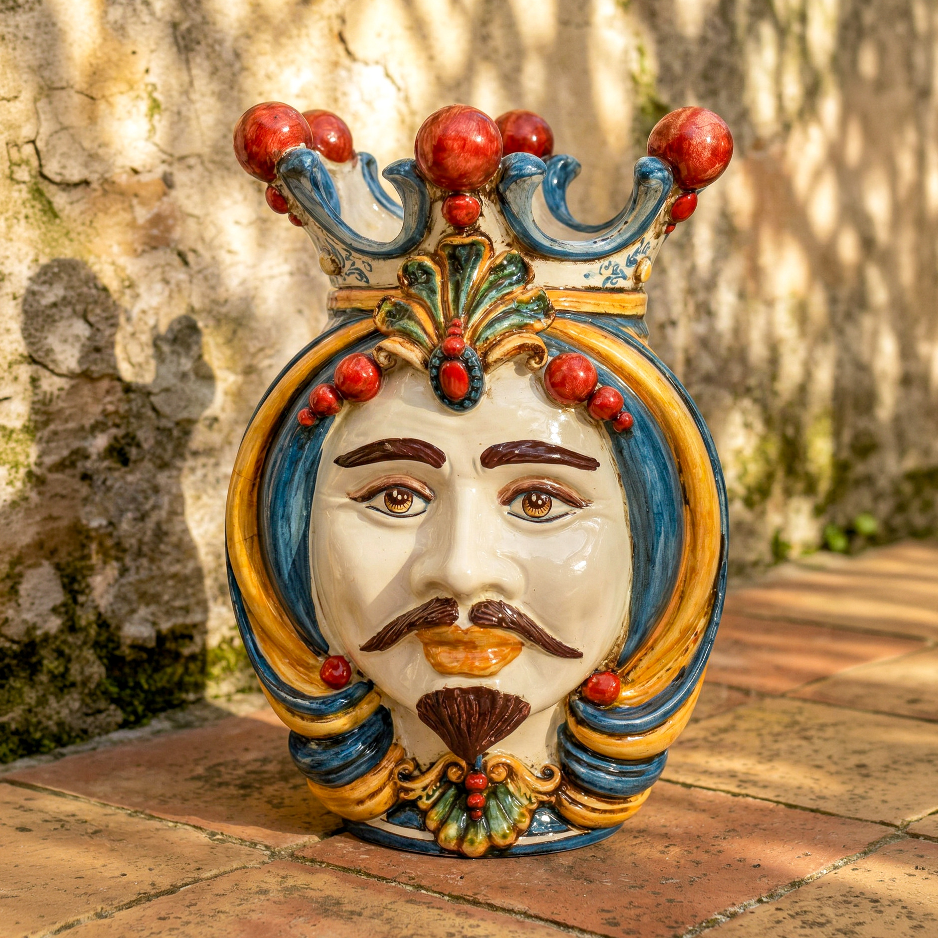 Testa di Moro, Maschio Bianco, Decoro Sicily. Ceramiche Sofia, Caltagirone