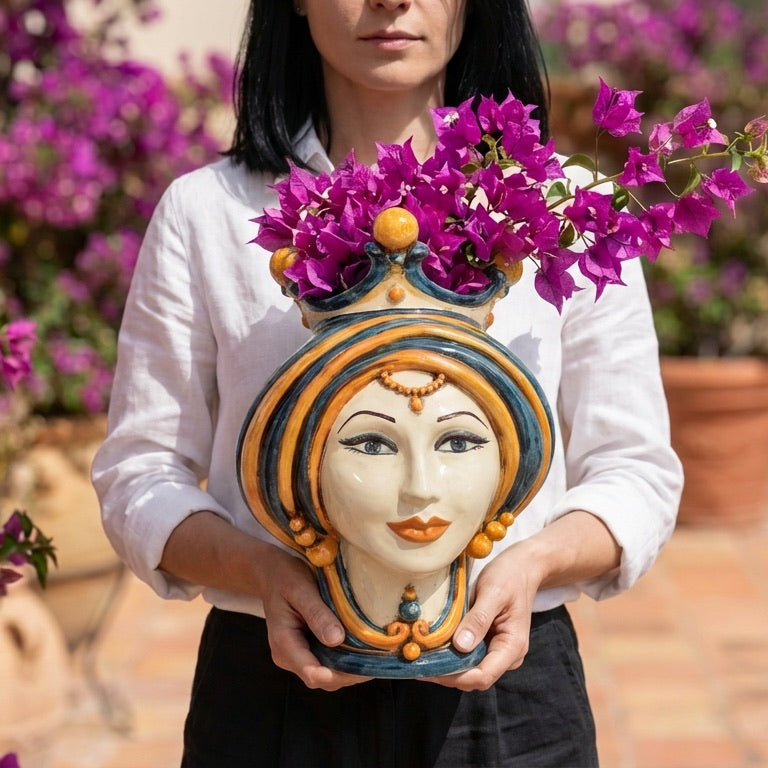 Testa di Moro, Blu e Arancio. Ceramica siciliana di Caltagirone, Sofia