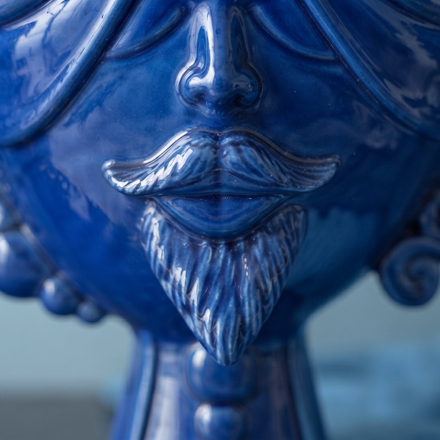 Testa Zahira h 30 cm - Uomo, Blu Intenso | Ceramica Caltagirone
