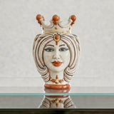 Testa di Moro con Turbante, Donna, Madreperla Antichizzato Oro e Lustri. Ceramica siciliana di Caltagirone, Sofia