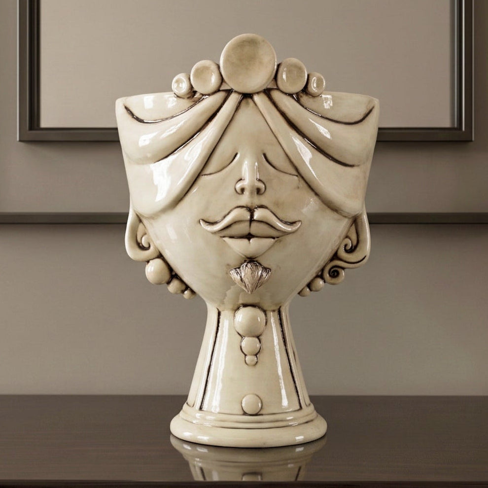 Testa Zahira h 30 cm - Uomo, Madreperla Antichizzato | Ceramica Caltagirone