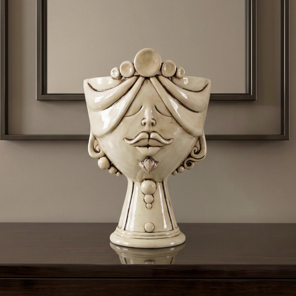 Testa Zahira h 30 cm - Uomo, Madreperla Antichizzato | Ceramica Caltagirone