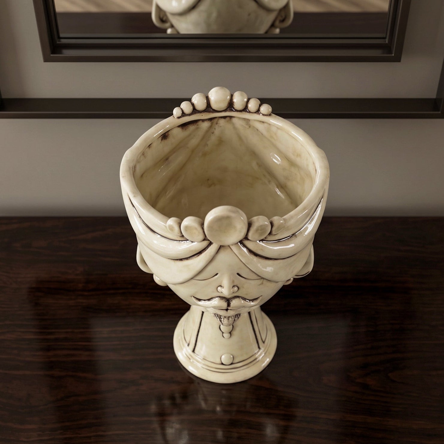 Testa Zahira h 30 cm - Uomo, Madreperla Antichizzato | Ceramica Caltagirone