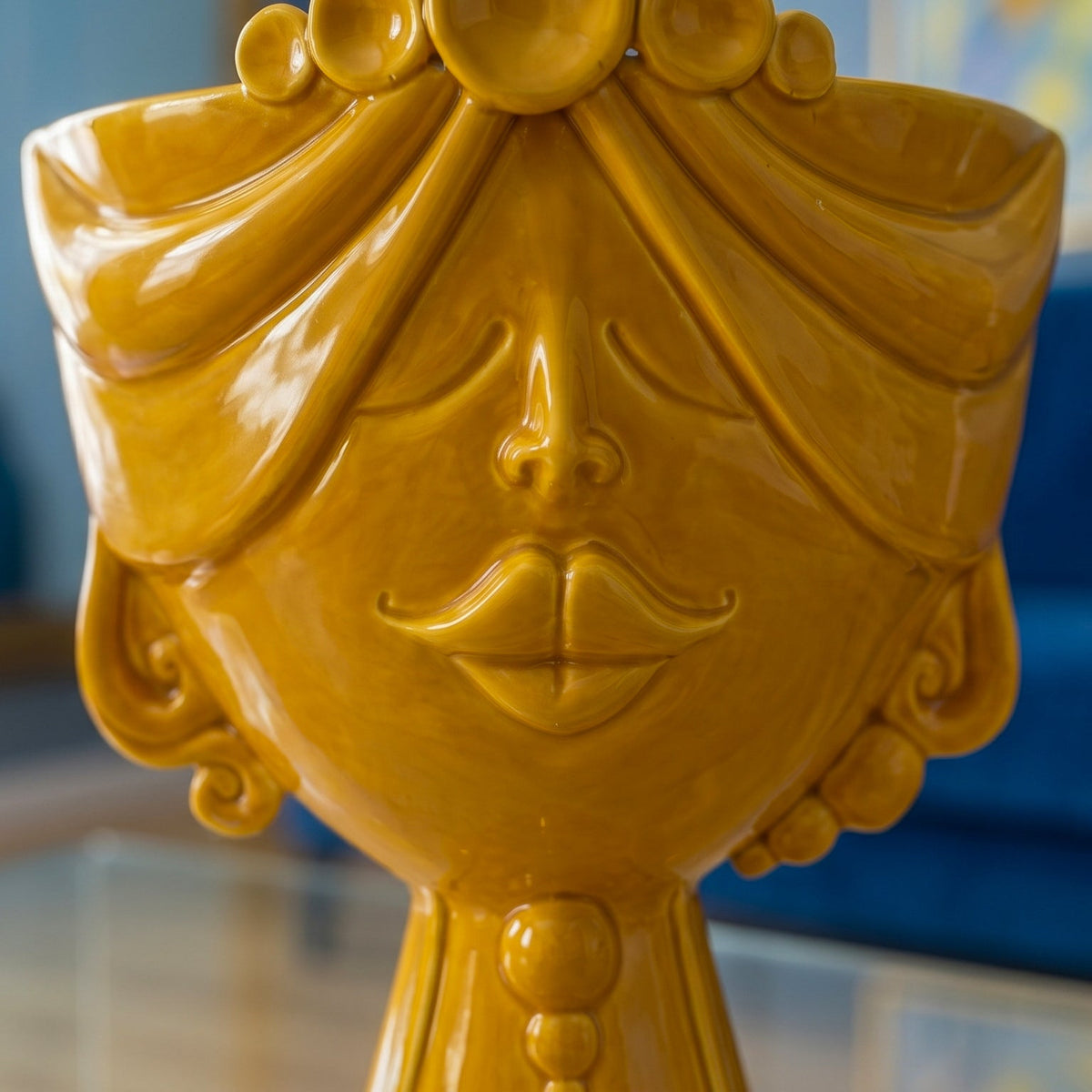 Testa Zahira h 30 cm - Donna, Senape | Ceramica Caltagirone