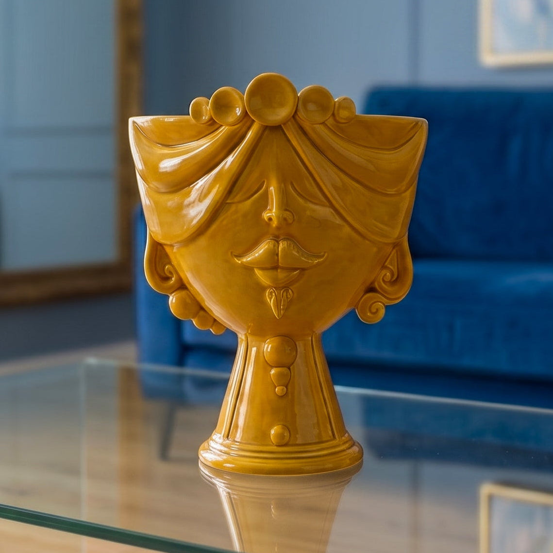Testa Zahira h 30 cm - Uomo, Senape | Ceramica Caltagirone