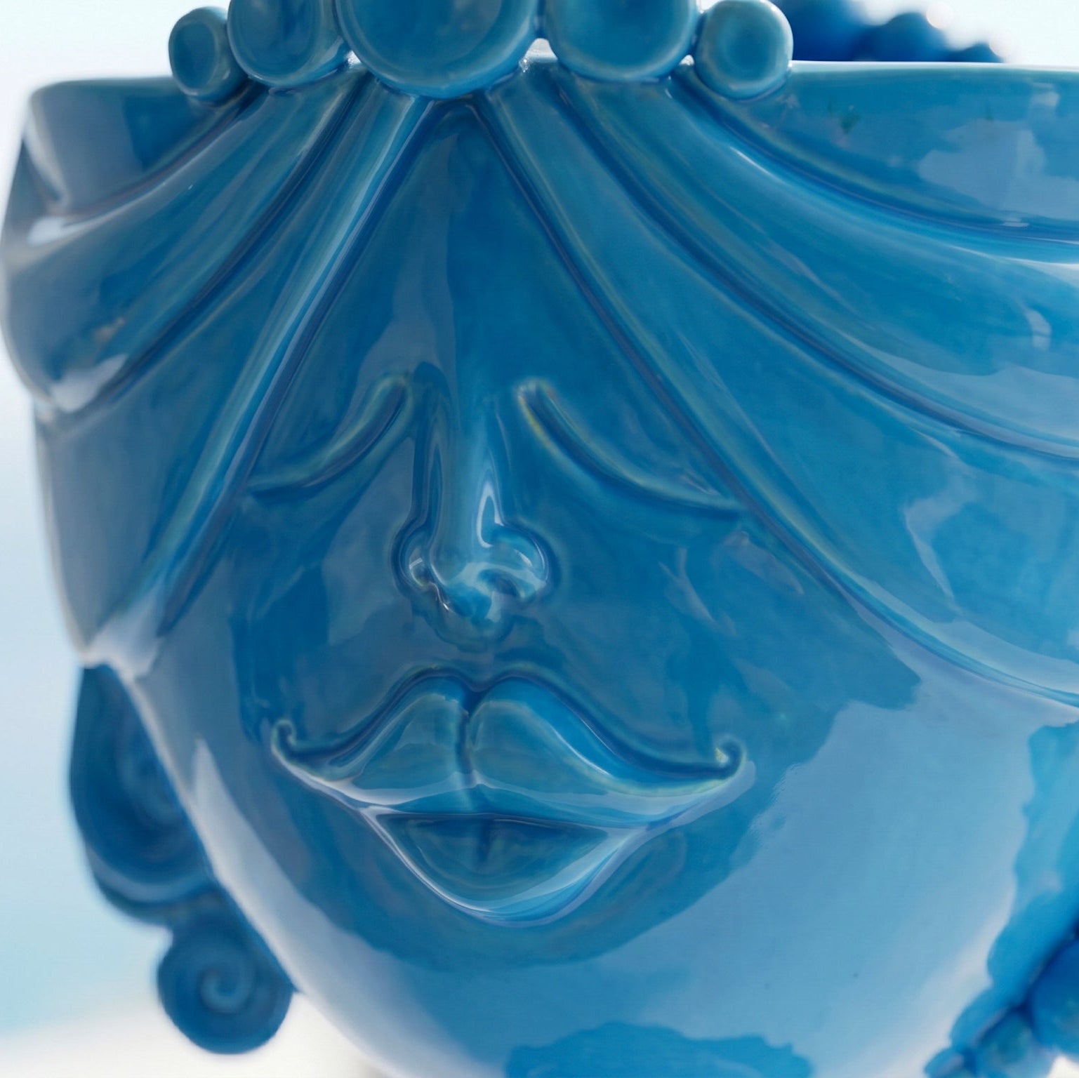 Testa Zahira h 30 cm - Donna, Turchese | Ceramica Caltagirone