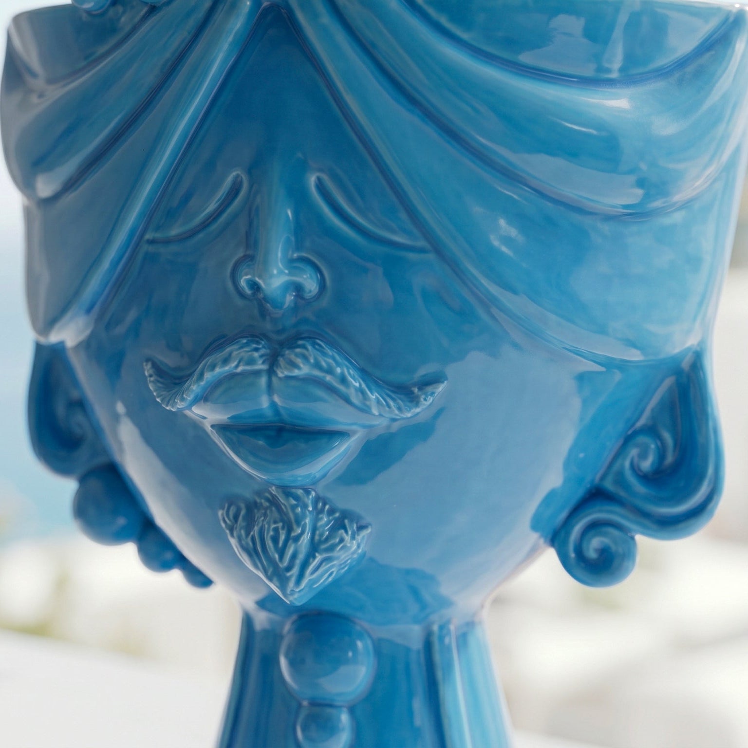 Testa Zahira h 30 cm - Uomo, Turchese | Ceramica Caltagirone
