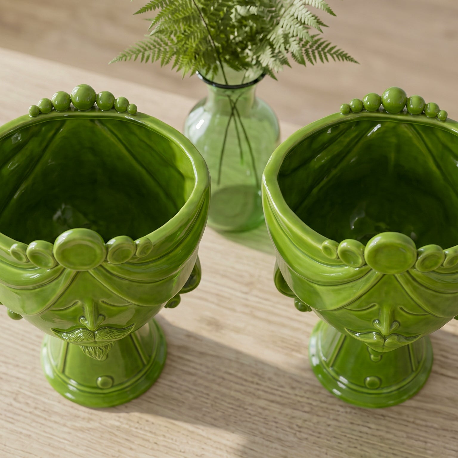 Testa Zahira h 30 cm - Donna, Verde Foglia | Ceramica Caltagirone