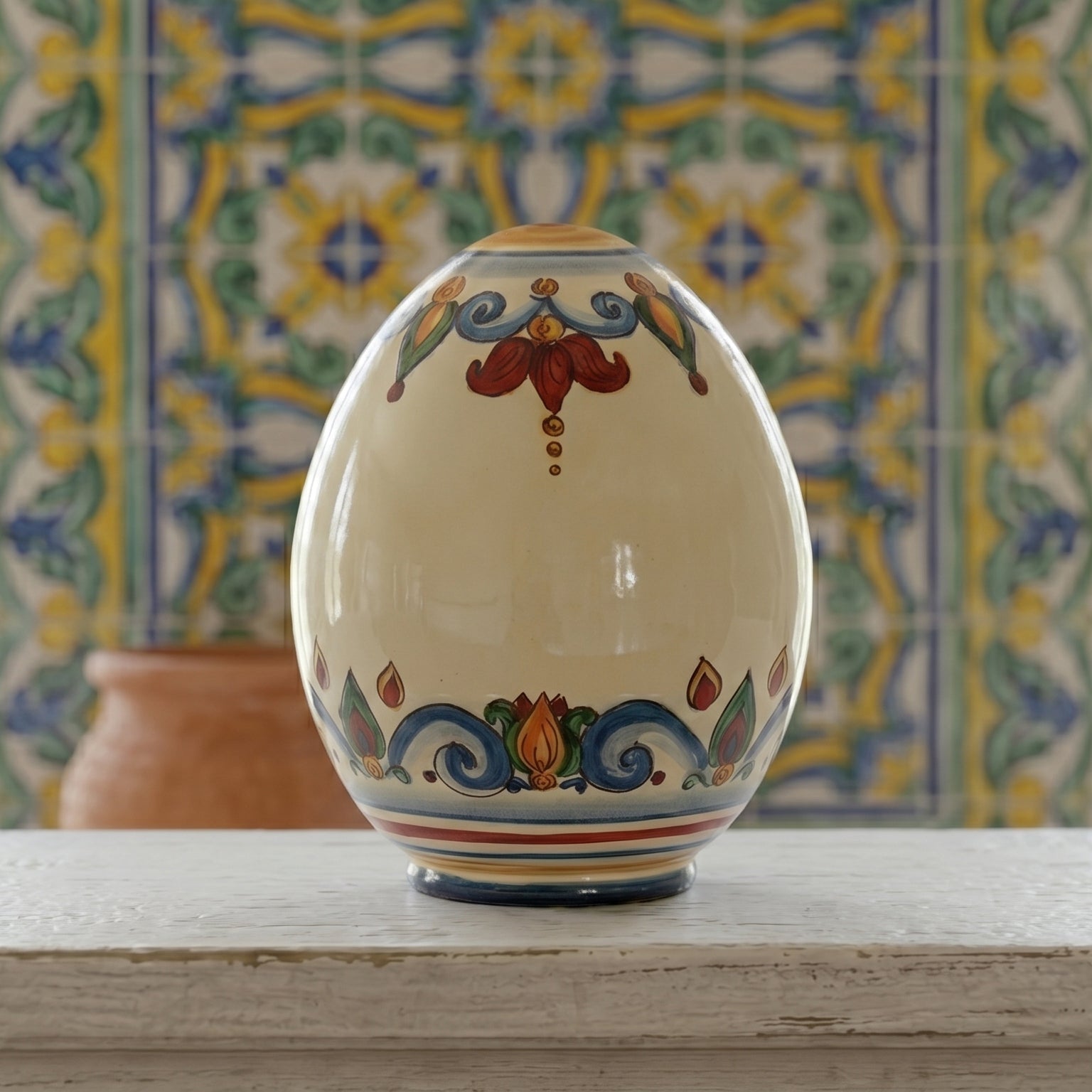 Uovo Decorativo, Decoro Sicily. Ceramica siciliana di Caltagirone, Sofia