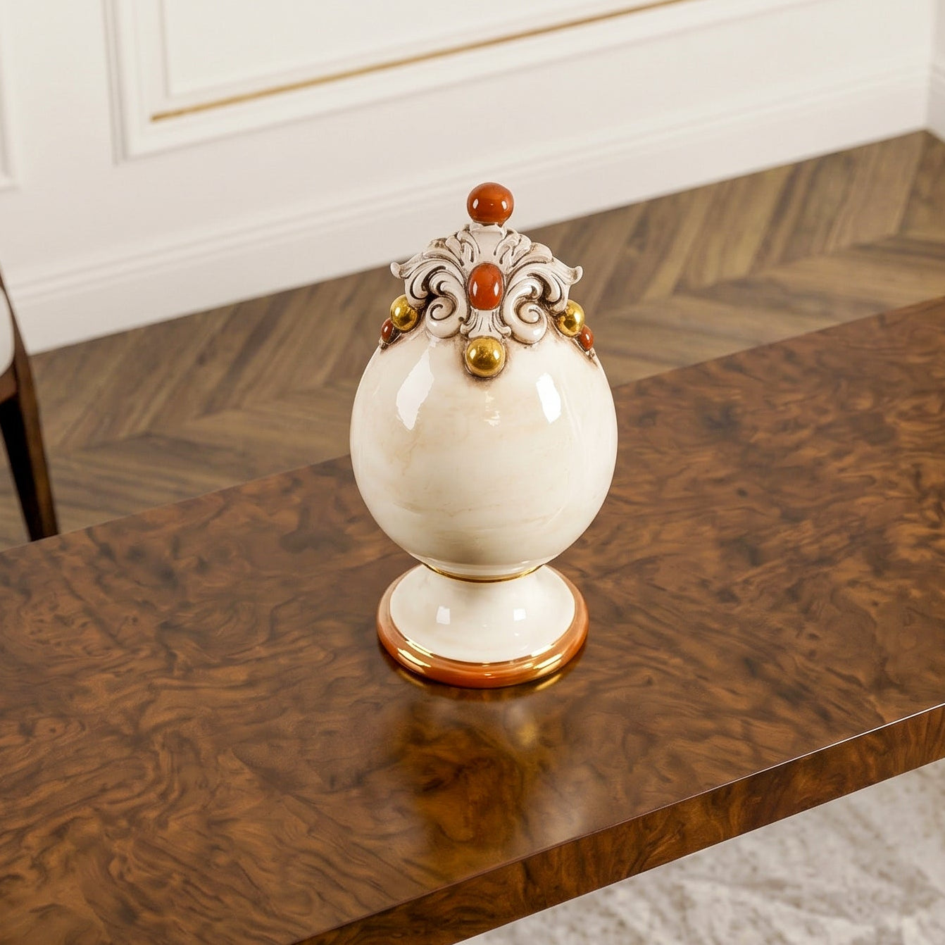 Uovo Decorativo, Madreperla Oro e Lustri. Ceramiche Sofia, Caltagirone