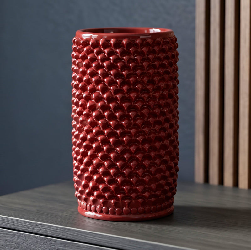 Vaso Pigna Cilindro h 35 cm - Bordeaux | Ceramica Caltagirone