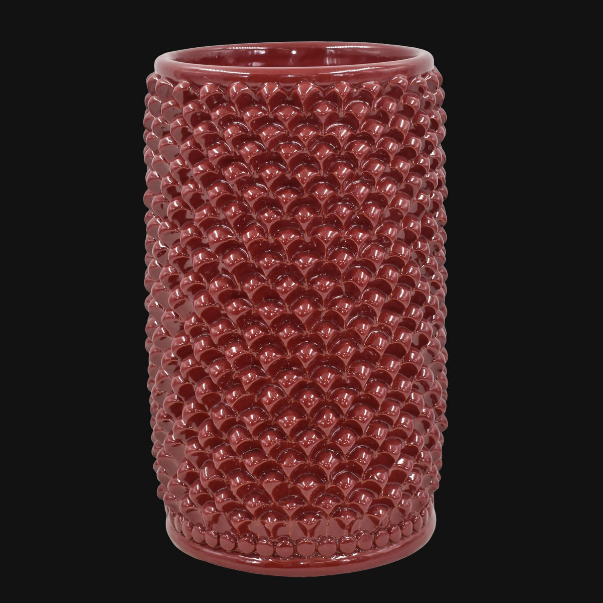 Vaso Pigna Cilindro h 35 cm - Bordeaux | Ceramica Caltagirone