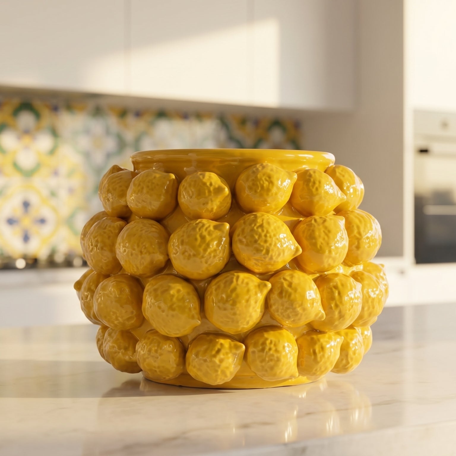 Vaso con Limoni, Linea Decorativa. Ceramica siciliana di Caltagirone, Sofia