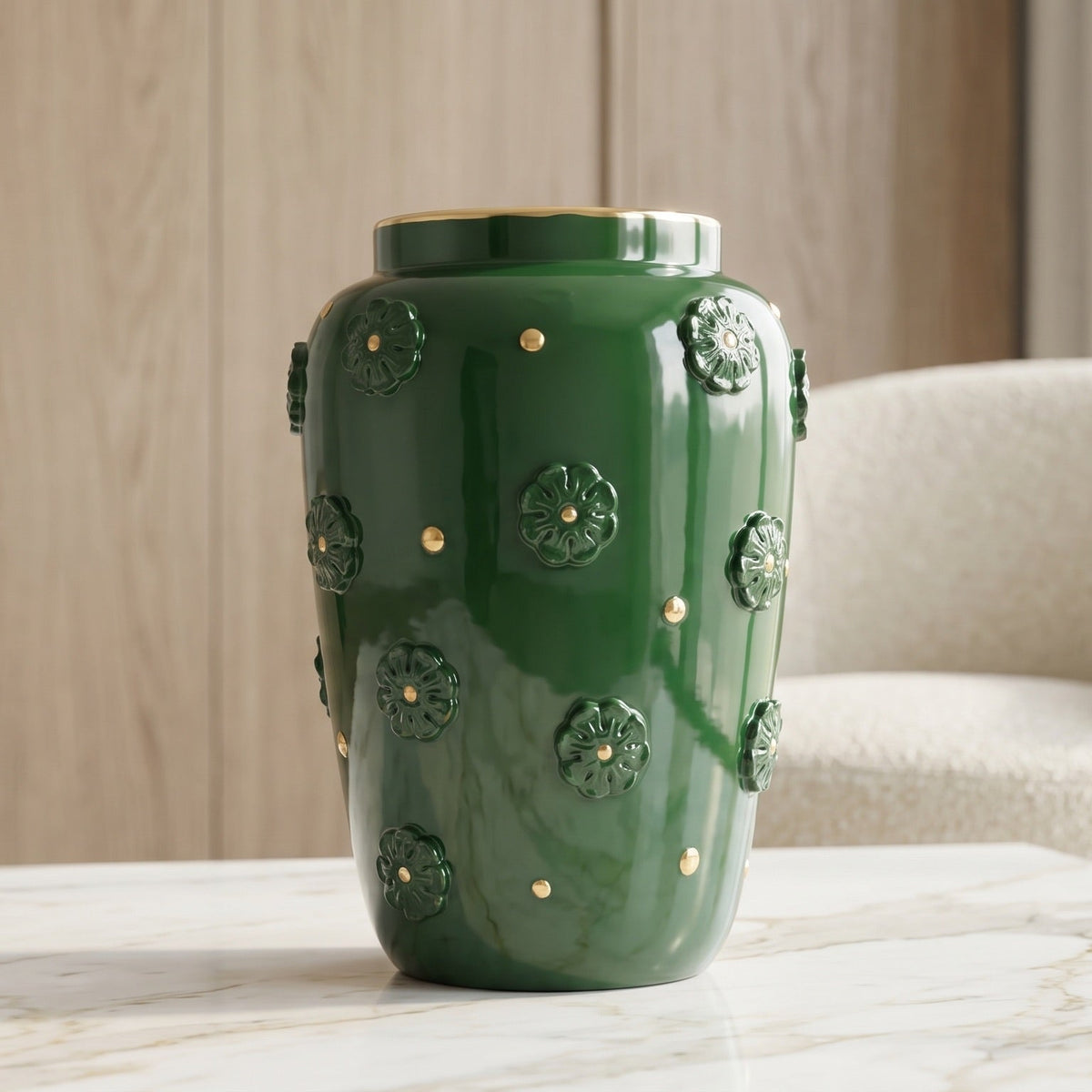 Vaso, Rosone, Verde Antico e Oro. Ceramica siciliana di Caltagirone, Sofia