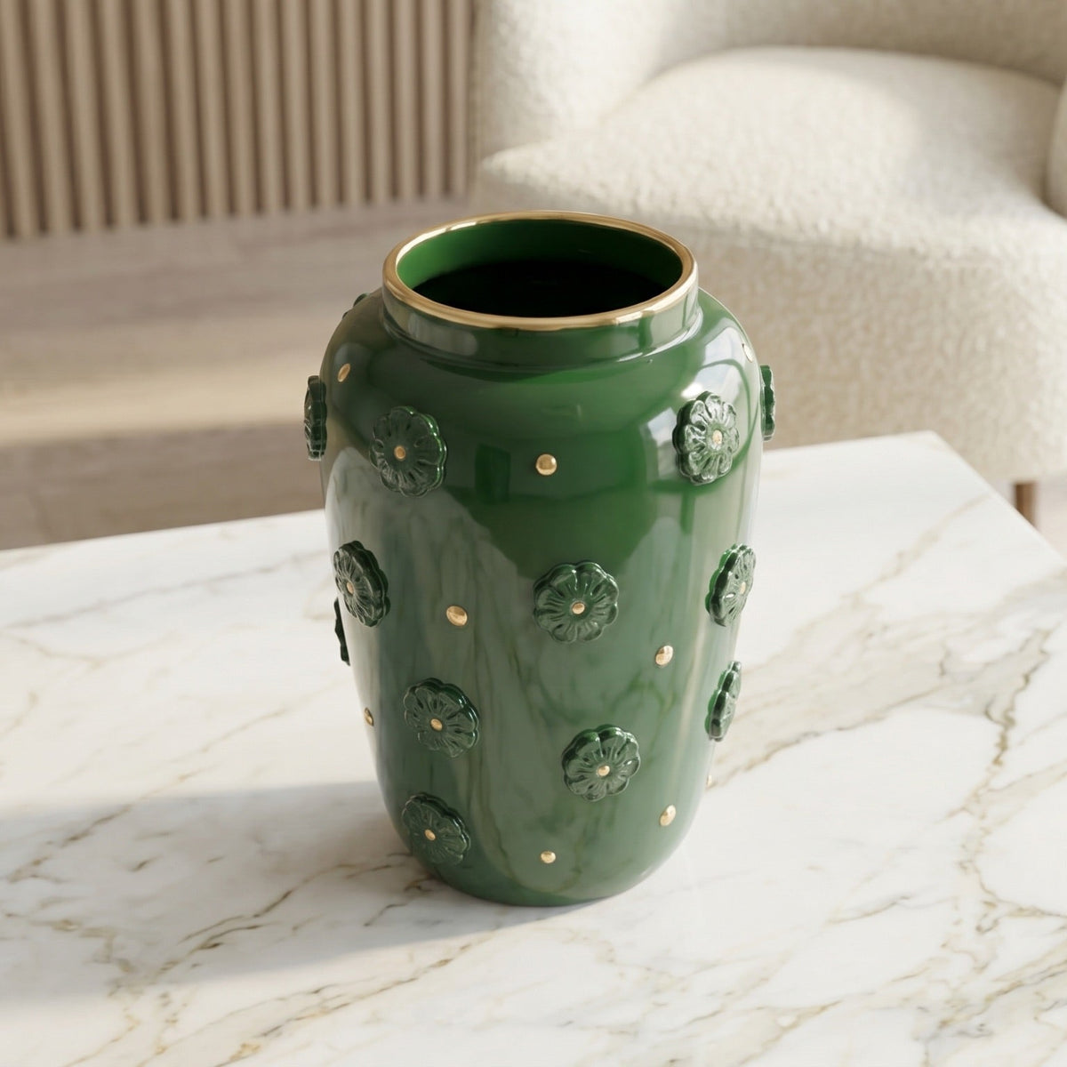 Vaso, Rosone, Verde Antico e Oro. Ceramica siciliana di Caltagirone, Sofia