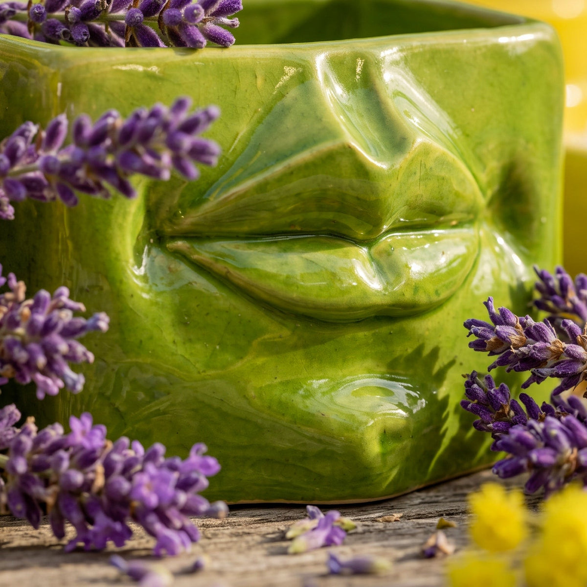 Scatola con Espressione in Ceramica di Caltagirone 14×10 / 21×13 cm - Verde Foglia