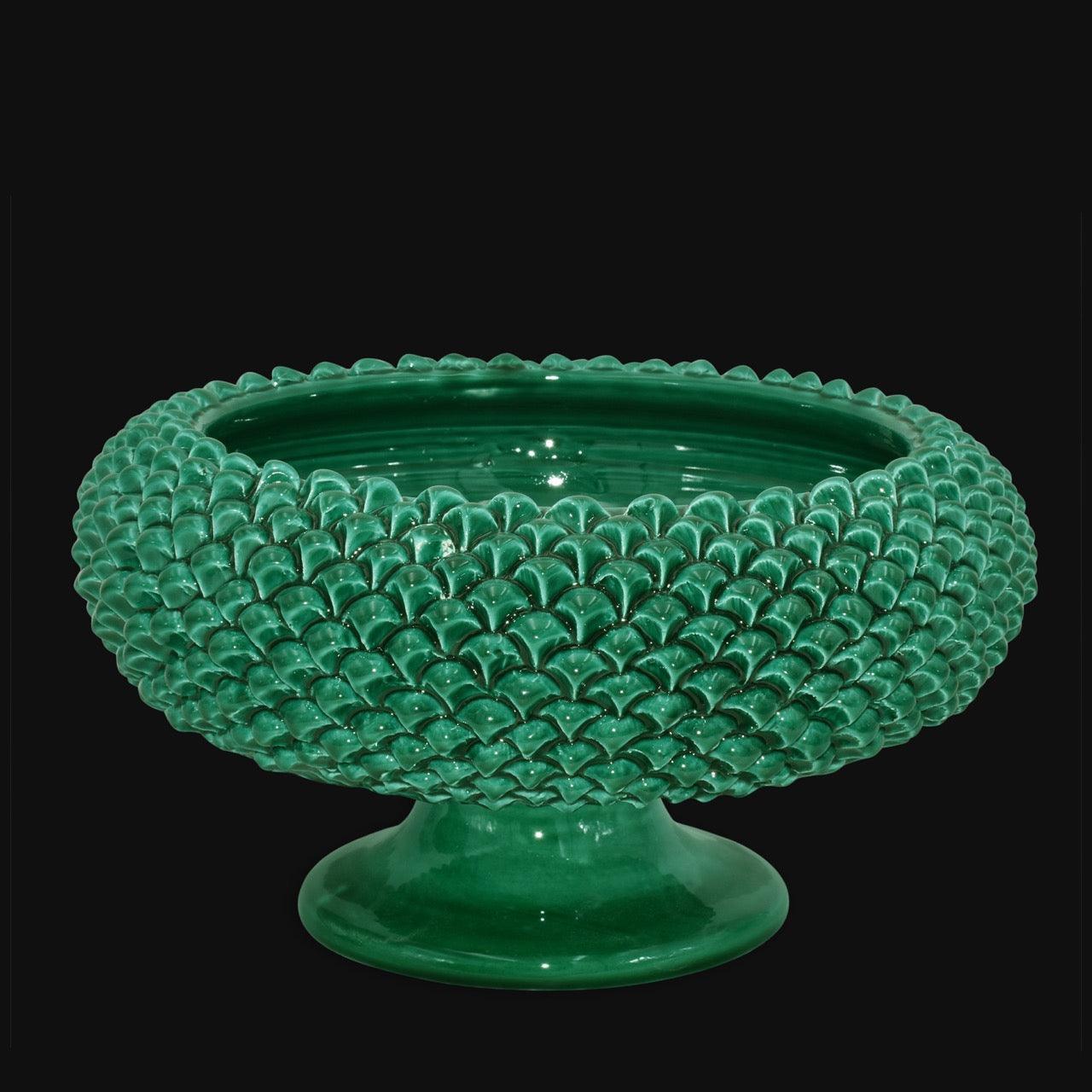Alzata a Pigna, Verde Smeraldo, decoro a scaglie. Ceramica siciliana di Caltagirone, Sofia