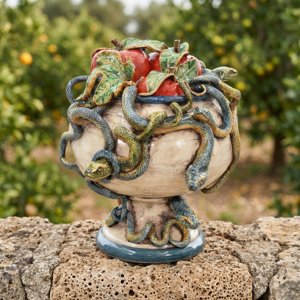 Alzata, Linea Giardini dell'Eden, lustri. Ceramica siciliana di Caltagirone, Sofia