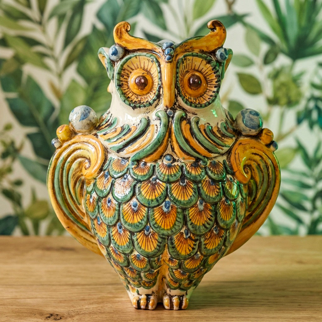 Gufo, Verde e Arancio. Ceramica siciliana di Caltagirone, Sofia