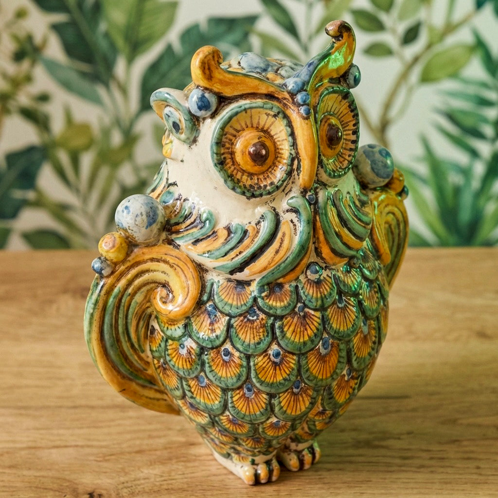 Gufo, Verde e Arancio. Ceramica siciliana di Caltagirone, Sofia