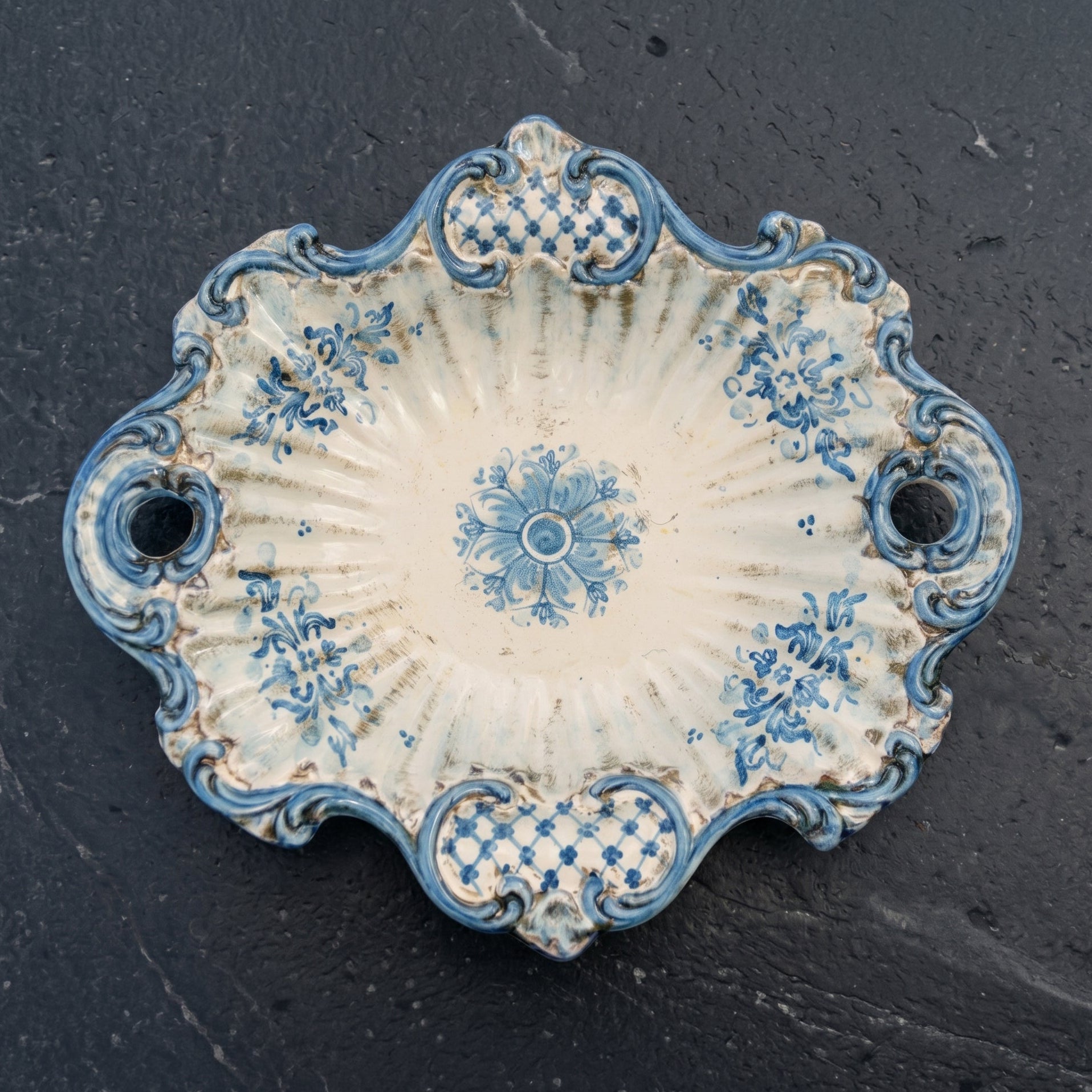 Centrotavola Barocco, Mono Blu. Ceramiche Sofia, Caltagirone