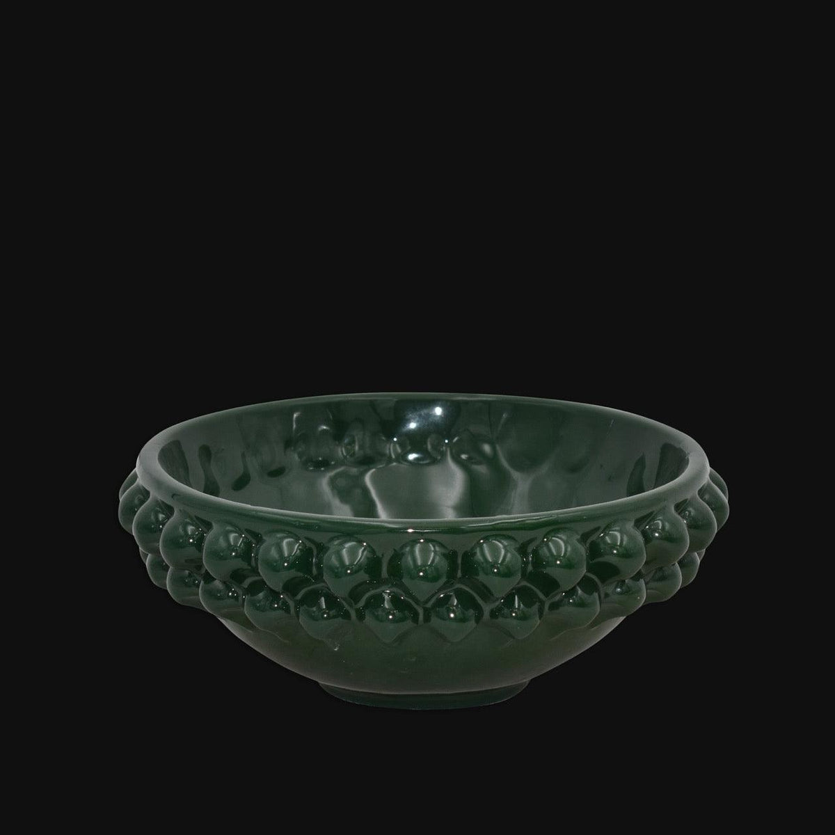 Ciotola a Pigna, Verde Antico. Ceramica siciliana di Caltagirone, Sofia