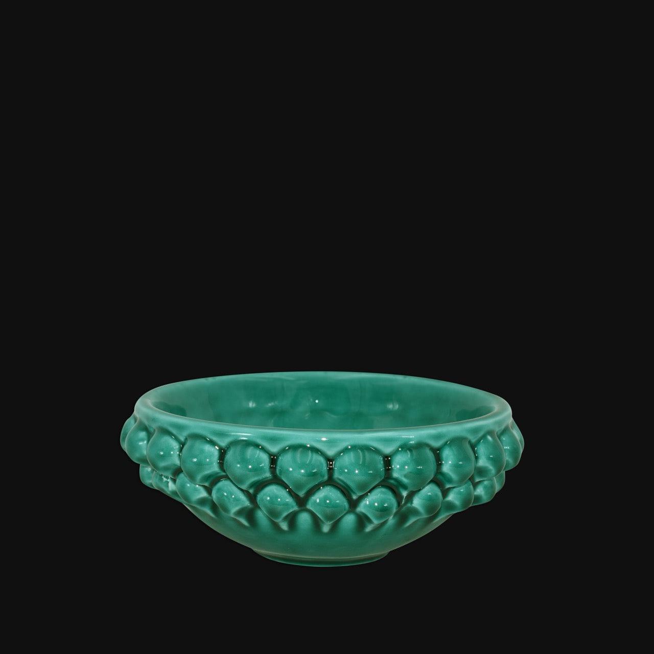 Ciotola a Pigna, Verde Smeraldo. Ceramiche Sofia, Caltagirone