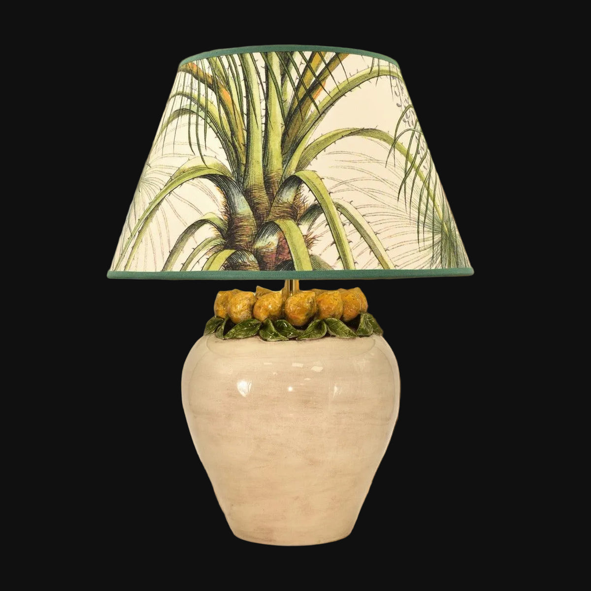 Lume boccia h 27 limoni Siciliani (h 52 c/paralume Ø35/40) - Ceramiche di Caltagirone Sofia