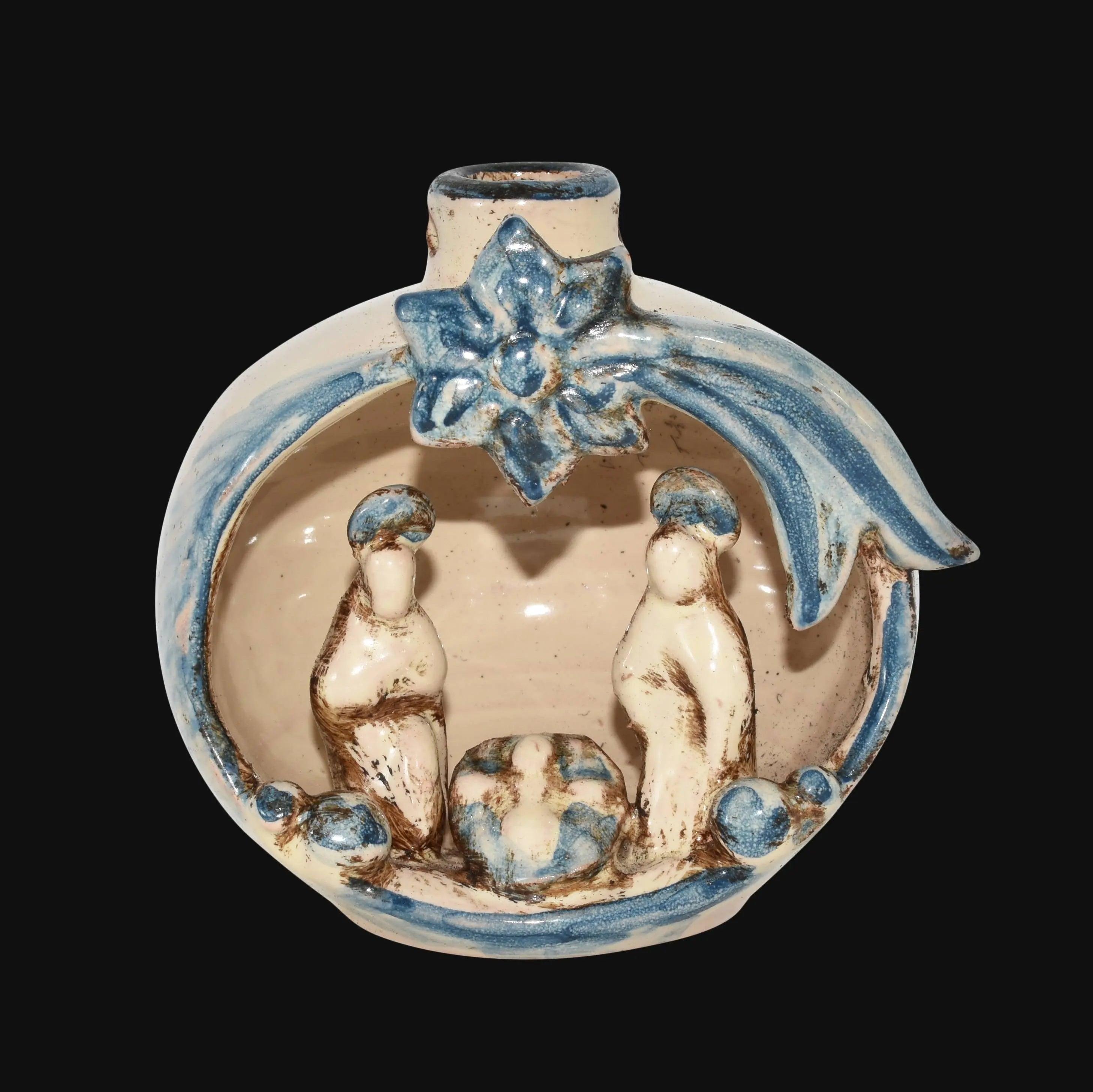 Natività Mini Pallina, Mono Blu, presepe, figure e stella. Ceramica siciliana di Caltagirone, Sofia