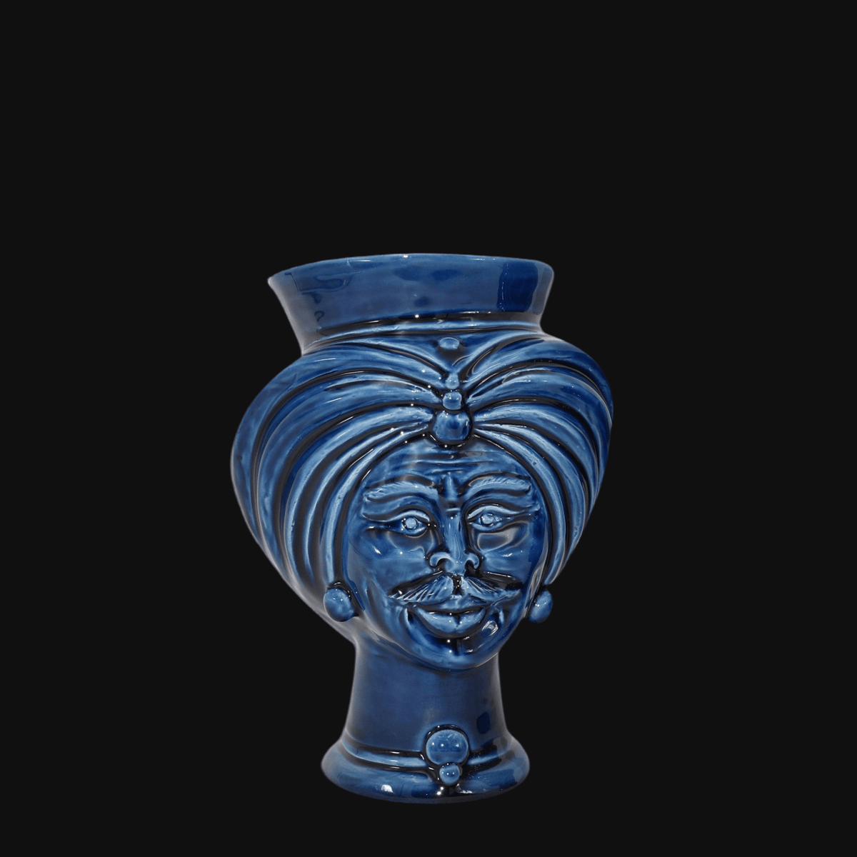 Testa h 16 tuareg Blu intenso uomo - Ceramiche di Caltagirone Sofia - Ceramiche di Caltagirone Sofia