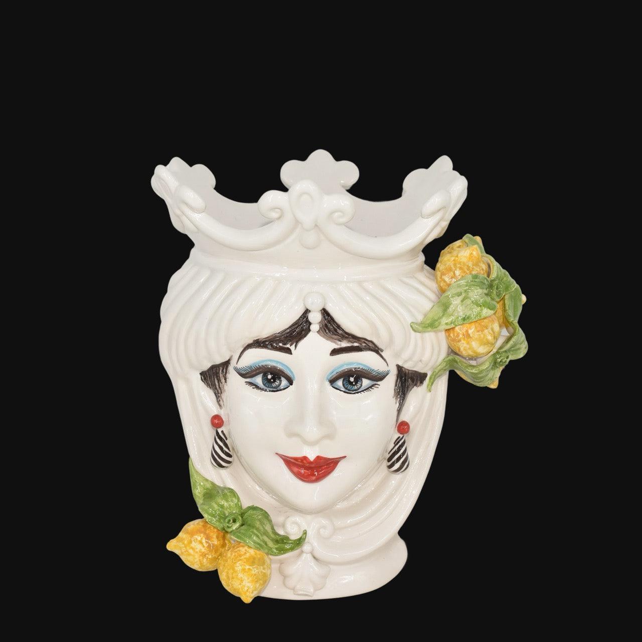 Testa di Moro, Donna, White and Lemon, limoni e corona. Ceramiche Sofia, Caltagirone