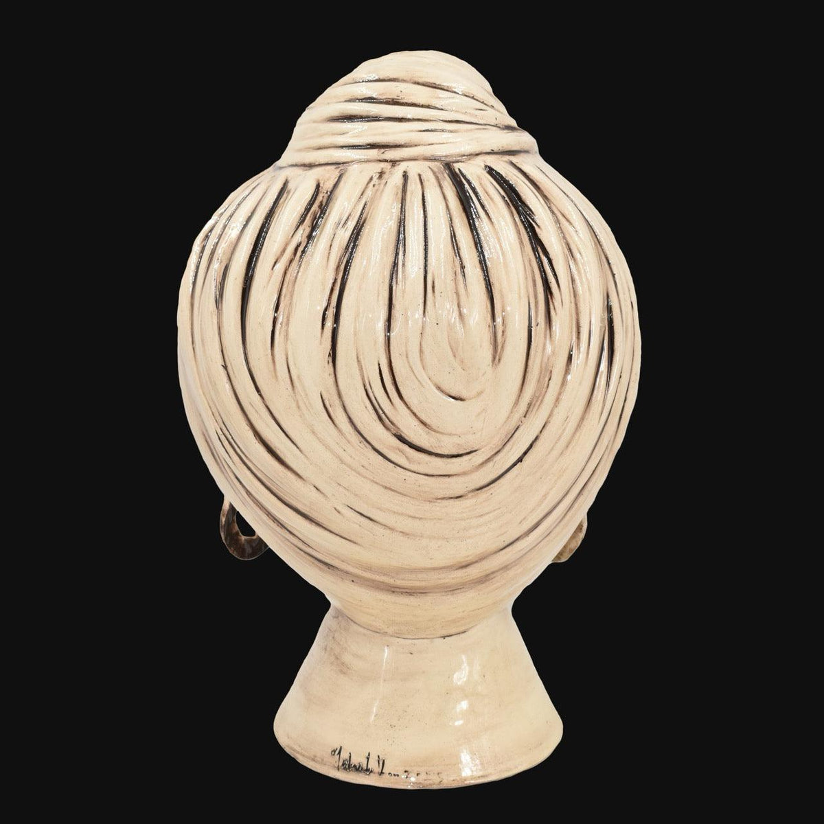 Testa sognia h 40 madreperla antichizzato perline rosse femmina viso lucido - Ceramiche di Caltagirone Sofia