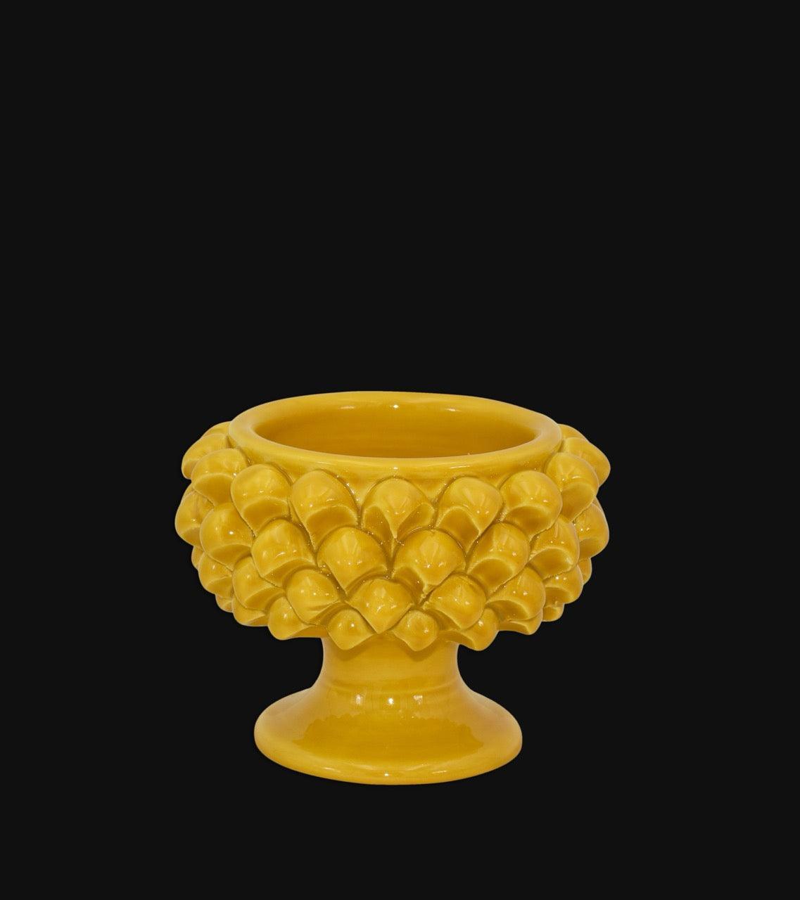 Vaso Mezza Pigna, Senape. Ceramica siciliana di Caltagirone, Sofia
