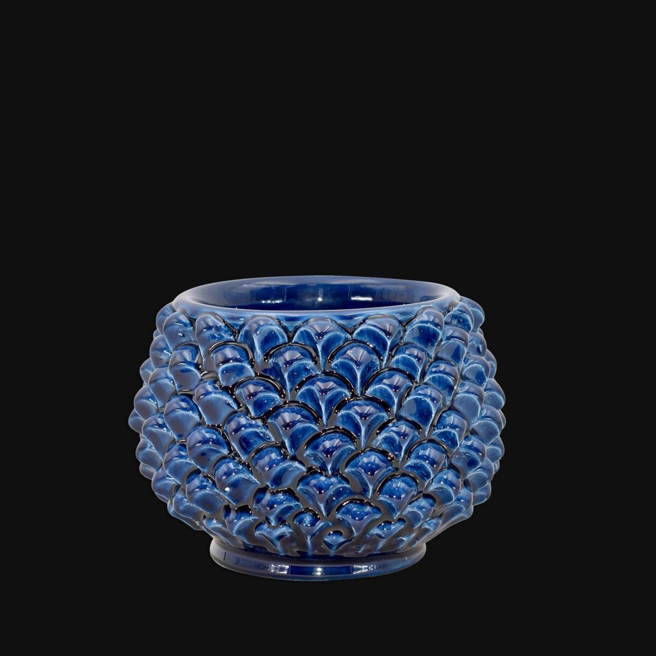 Vaso Mezza Pigna Senza Piede, Blu Intenso. Ceramica siciliana di Caltagirone, Sofia
