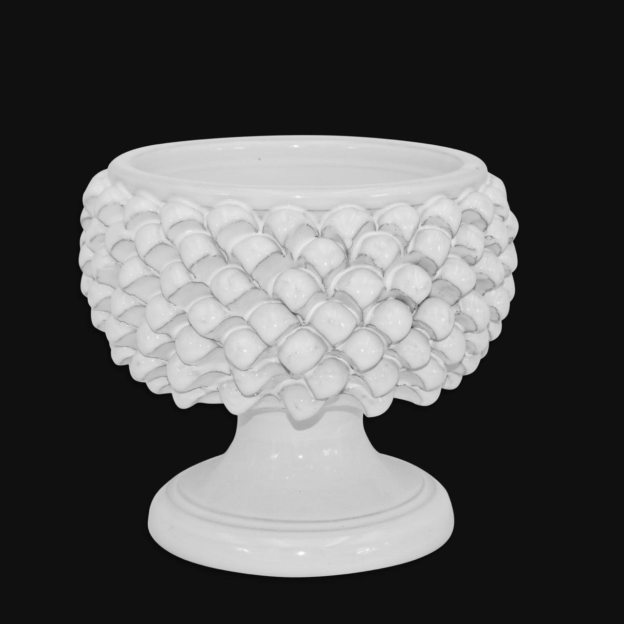 Vaso Mezza Pigna, White Line. Ceramica siciliana di Caltagirone, Sofia