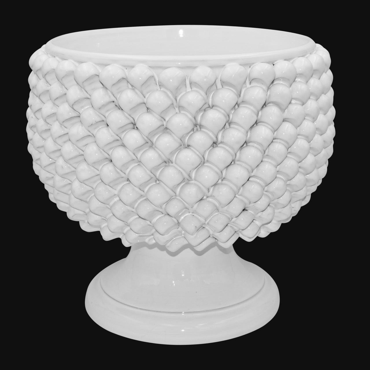 Vaso Mezza Pigna, White Line. Ceramica siciliana di Caltagirone, Sofia