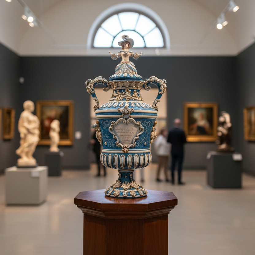 Vaso Monumentale Prosa, Mono Blu, Serie Limitata. Ceramica siciliana di Caltagirone, Sofia