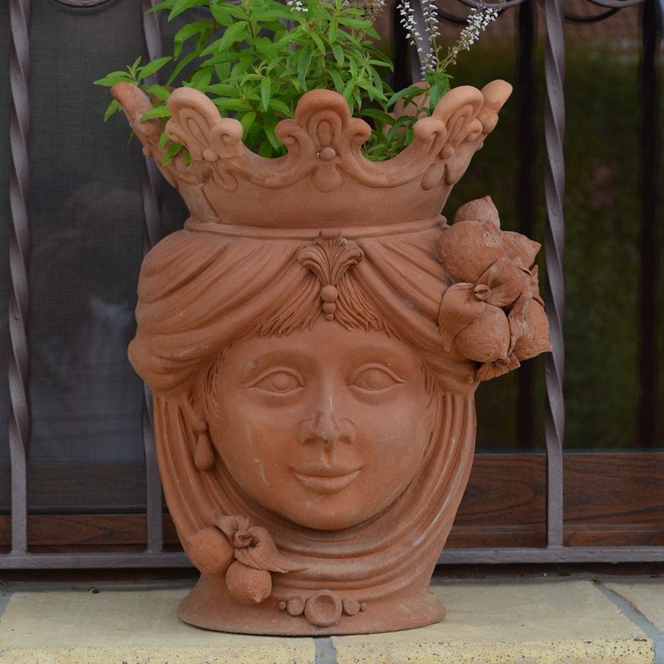 Testa di Moro con Limoni, Donna, corona e fiori. Ceramica siciliana di Caltagirone, Sofia