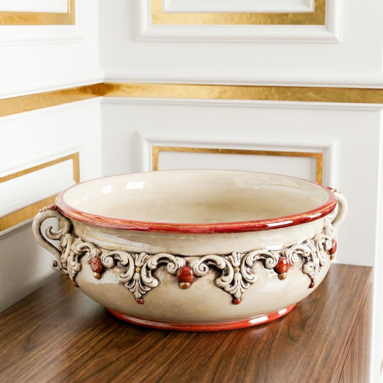 Centrotavola, Madreperla Oro e Lustri. Ceramiche Sofia, Caltagirone
