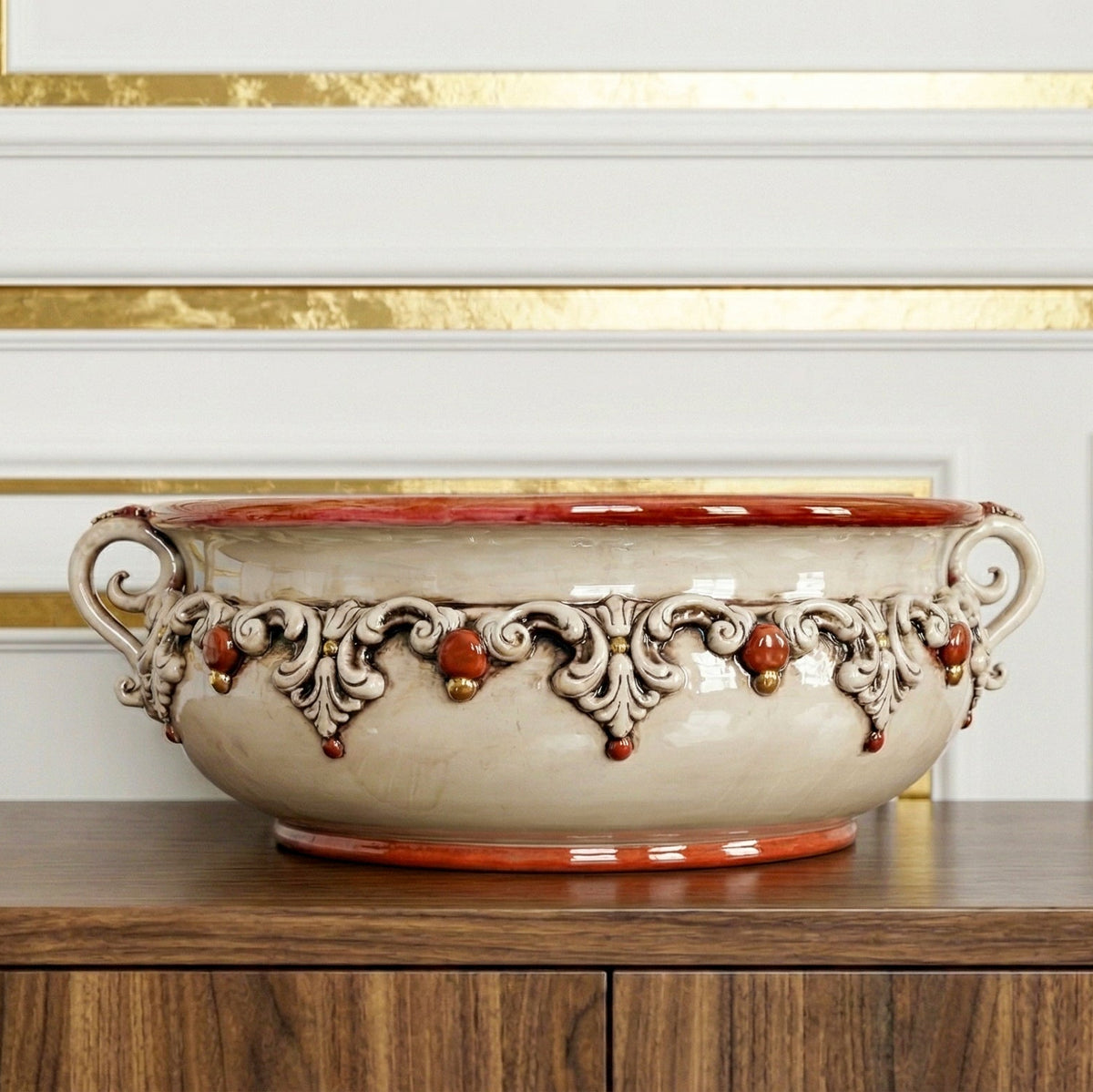 Centrotavola, Madreperla Oro e Lustri. Ceramiche Sofia, Caltagirone