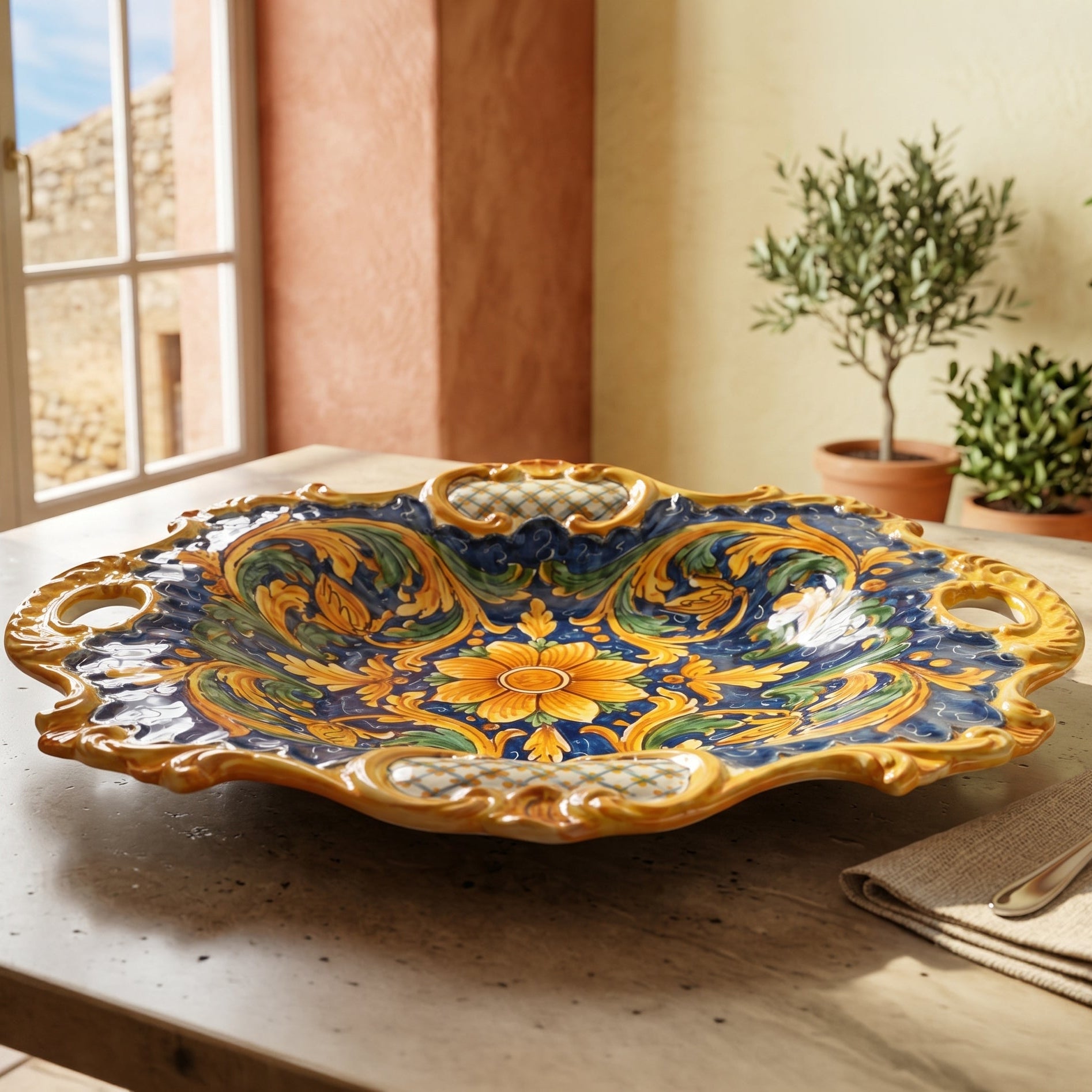 Centrotavola Barocco, Ornato Calatino. Ceramiche Sofia, Caltagirone