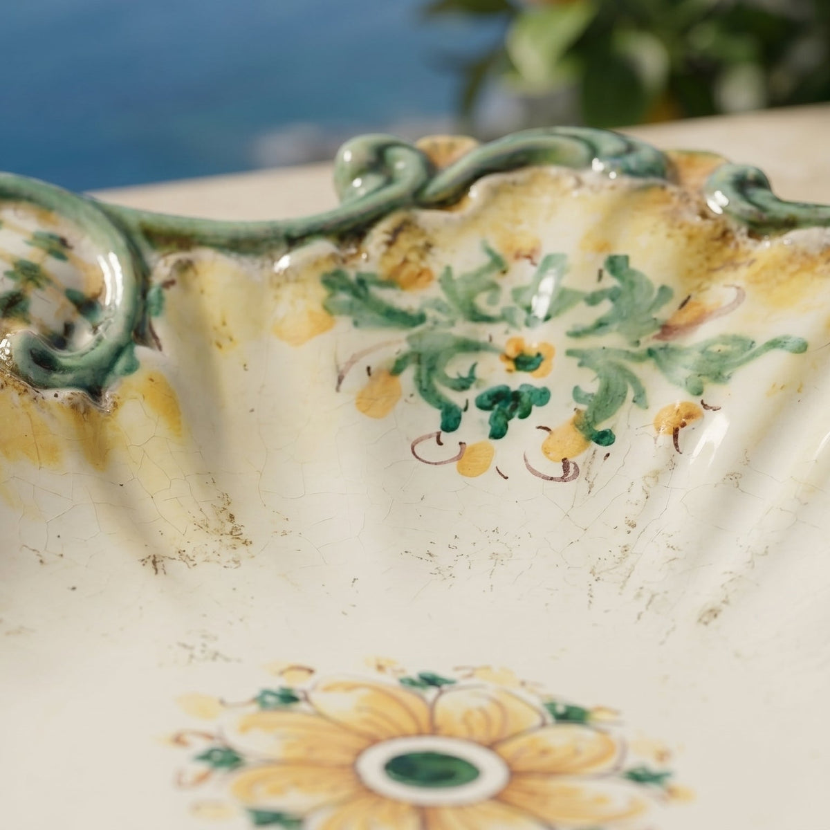 Centrotavola Barocco, Verde e Arancio, Serie d'Arte. Ceramiche Sofia, Caltagirone