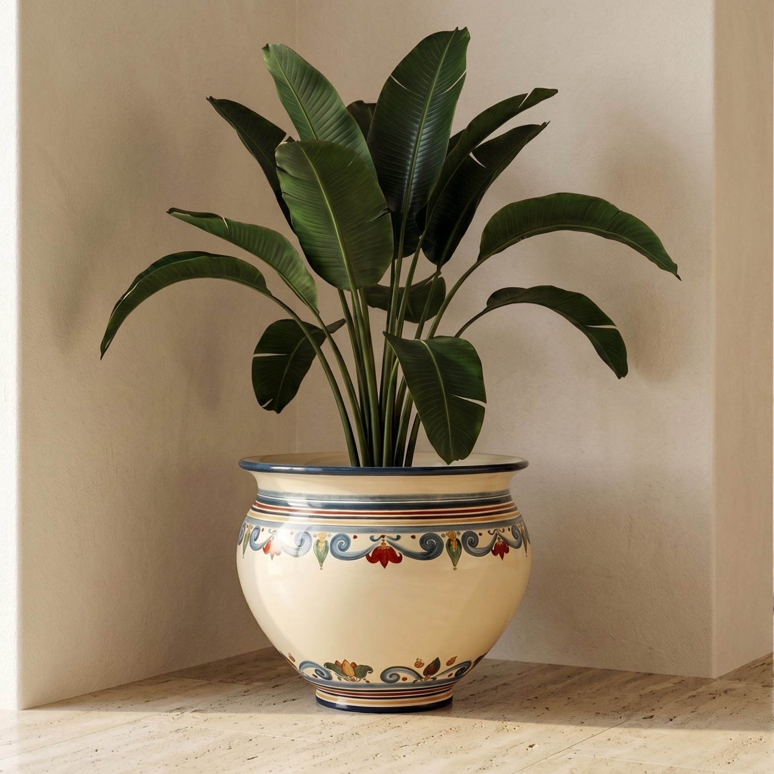 Cachepot, Decoro Sicily, fiori. Ceramiche Sofia, Caltagirone